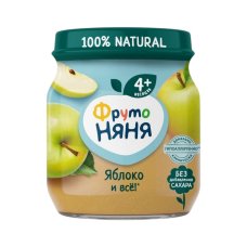 Пюре яблочное натуральное вес 100г ДП ФРУТОНЯНЯ