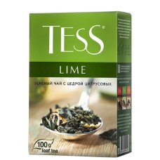Чай зеленый Tess Lime с цедрой лим, лепес цв, лайма листов. вес 100г.