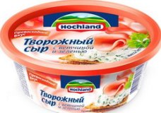 Сыр мягкий творожный с ветчиной и зеленью жир. 60% вес 140г HOCHLAND