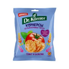 Чипсы цельнозерновые кукурузно-рисовые с томатом и базиликом т.м. "Dr.Korner" 0,05