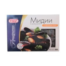 Мидии в ракушках в/м в чесночном соусе Приорити VICI 500г