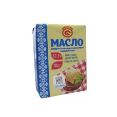 Масло сладкосливочное несоленое м.д.ж. 82,5%, в/с, брикеты 180 г