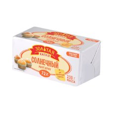 Маргарин СОЛНЕЧНЫЙ жир. 72% фольга вес 230г Золотая капля