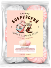 Зефир БЕЛО-РОЗОВЫЙ вес 250г. Первый Бобруйский