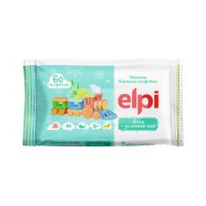 Салфетки влажные гигиенические для детей Алоэ и зеленый чай Elpi  60шт арт E01430