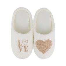 Туфли домашние женские HOME LINE арт. 05Т-534; Рисунок: Love; Цвет: Молочный; Размер: 37-38