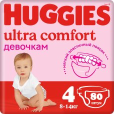 Детские одноразовые подгузники Huggies Ultra Comfort Giga 4 (8-14кг)*80 шт. Girl_нннн.