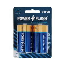 Элементы питания щелочные (алкалиновые) Power Flash Super Alkaline LR20 D 1.5V 2шт