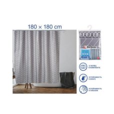 Шторка для ванной (12 колец в комплекте) 180x180см Harmony геометрия серая PERFECTO LINEA