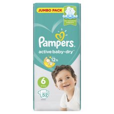 Подгузники Pampers Active Baby-Dry 13–18 кг, размер 6, 52 шт.