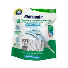 Зубная нить Biorepair Forcelle Interdentale Monouso одноразовая с держателем 36шт Coswell Италия