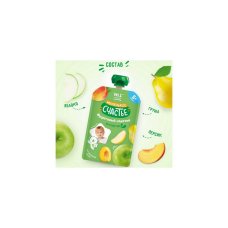 Пюре из яблок, груш и персиков для детского питания "Фруктовый салатик" т.з. "Маленькое счастье" 90 г (Гуалапак)