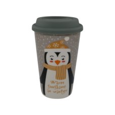 Стакан фарфоровый новогодний 400мл с силиконовой крышкой арт ZPX232567, код 278923 No name