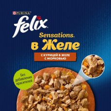 Корм д/кошек Felix Сенсейшнс курица морковь 75г пауч